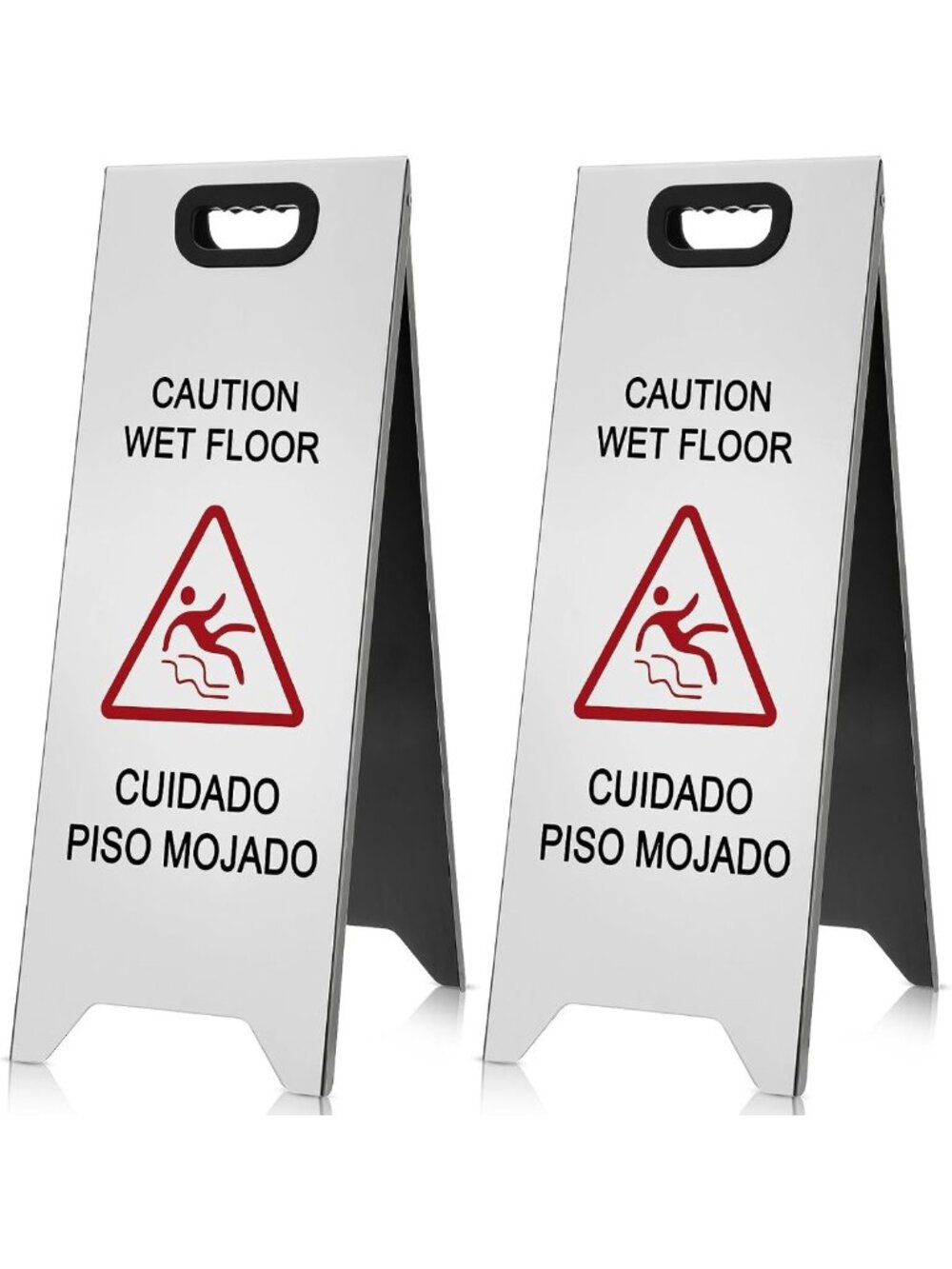 2 Pack 24-Inch Stainless Steel Wet Floor Sign - Durable & Stylish Safety Alert